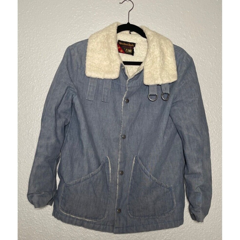 VTG ELY‎ Weather Jack Sherpa Lined Barn Jacket Blue Men's 44" Chest Chore Coat